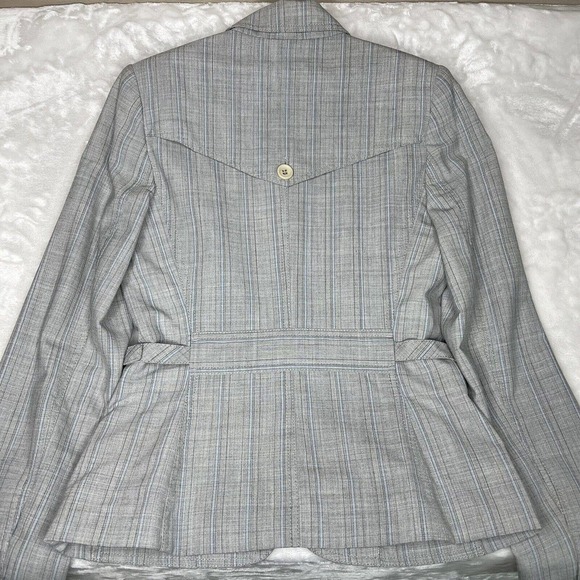 Express Design Studio Gray & Blue Striped Stretch Blazer Jacket Sz 2 - Picture 5 of 10